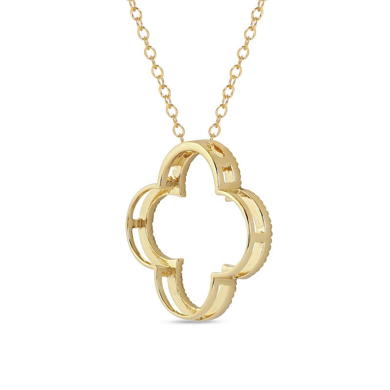 1/6ct - 1ct TDW Diamond 14K Gold Open Clover Pendant Necklace for Women