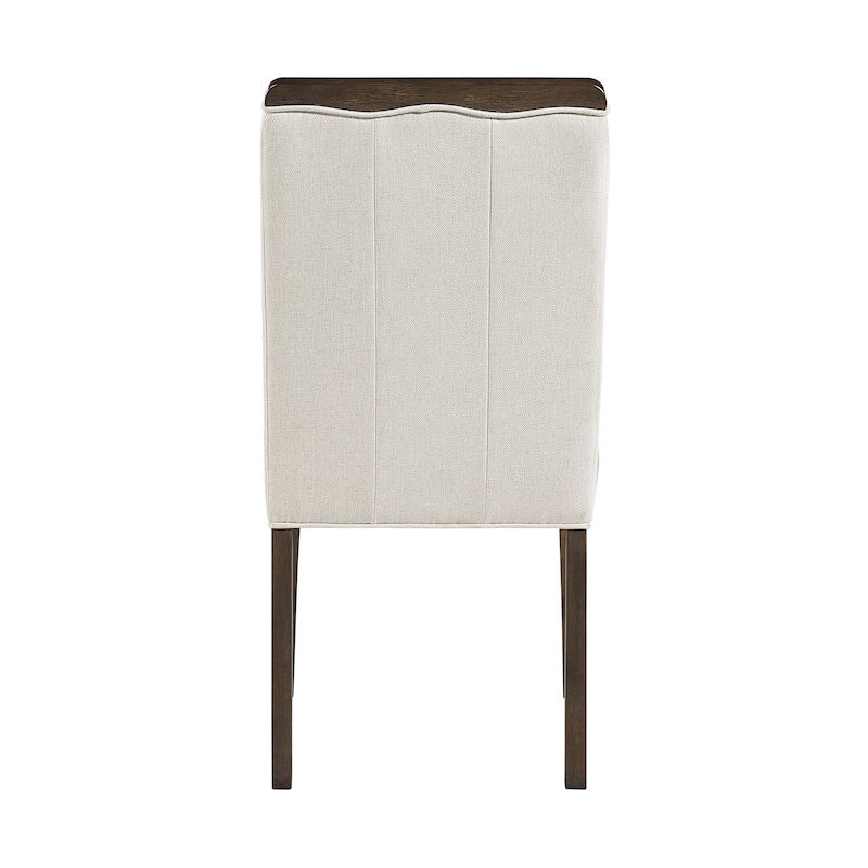 Contemporary Dining Set of 2 Side Chairs Beige Fabric Upholstery Brown Finish Wooden Furniture