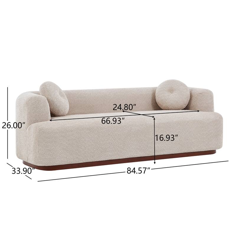 Christopher Knight Home - Polyster Upholstered 3-Seater 84.57" Compressed Sofa with Solid Rubberwood Base