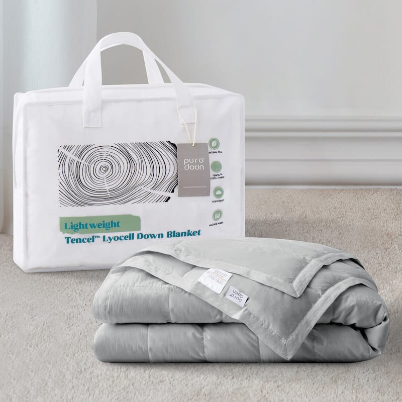 Hotel Luxury Down Cooling Blanket, Breathable Silky Soft & Smooth Lyocell Fabric - 90x108 inches - Dark Gray