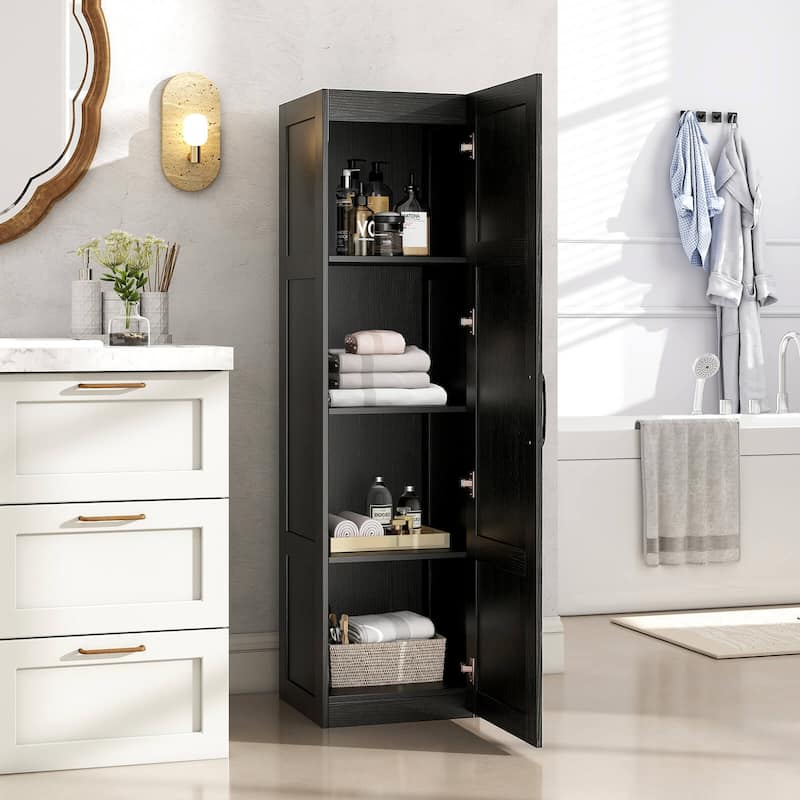 Costway 4-Tier Storage Cabinet with Door Freestanding Bathroom Cabinet - See Details
