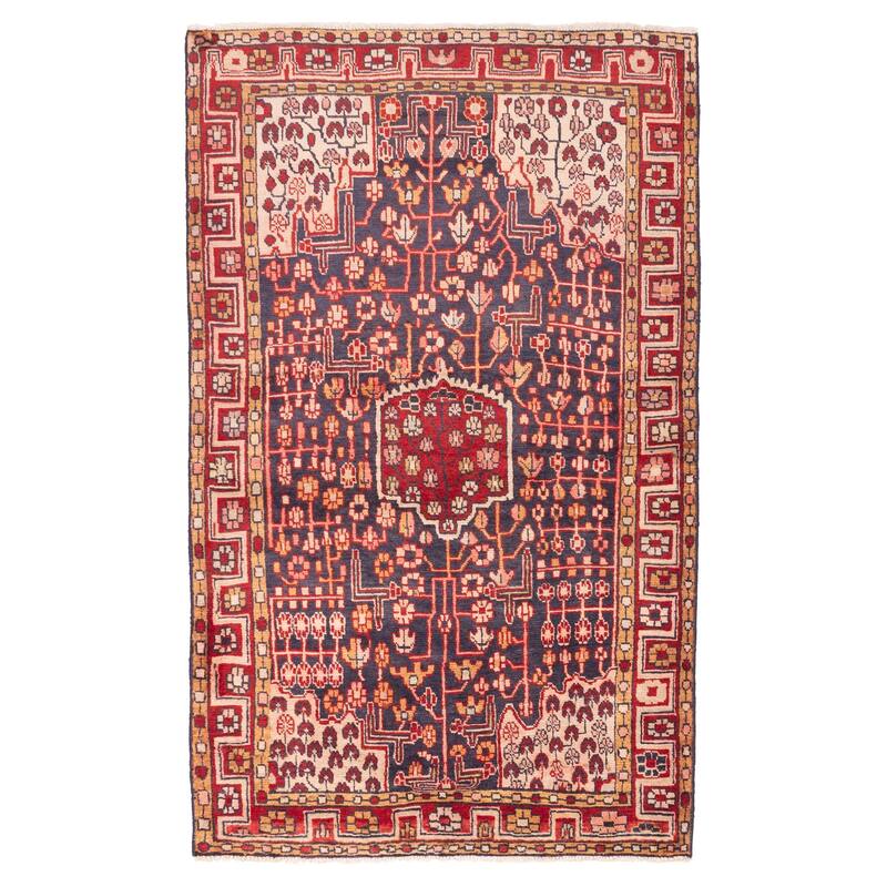 ECARPETGALLERY Hand-knotted Andelz Dark Navy, Red Wool Rug - 4'1 x 6'11