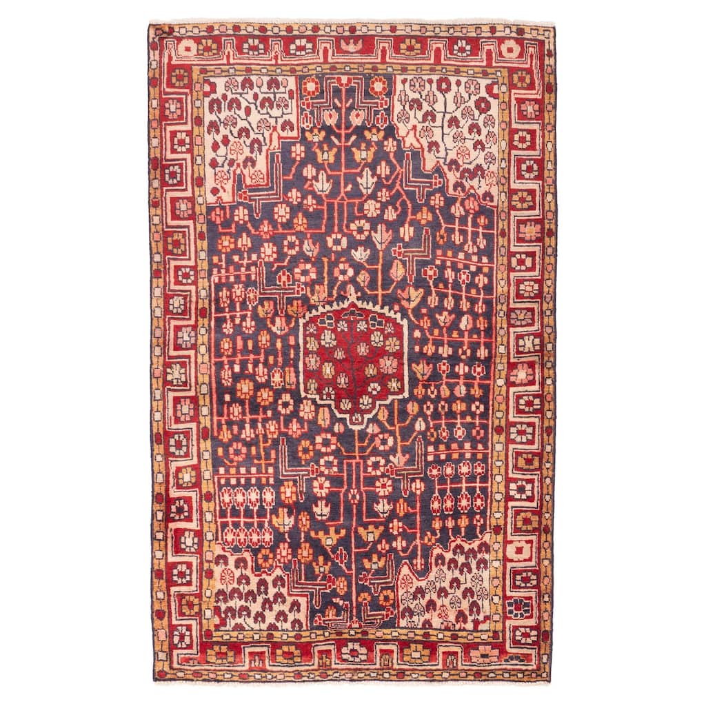 ECARPETGALLERY Hand-knotted Andelz Dark Navy, Red Wool Rug - 4'1 x 6'11