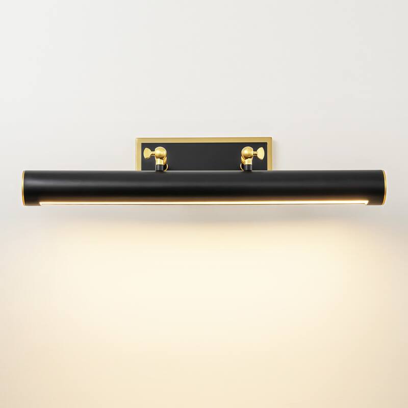 23.8" Vintage Industrial Black&Gold Linear LED Bathroom Vanity Light, Picture Lights - 23.8 in. W x 9.4 in. H x 11.4 in. D