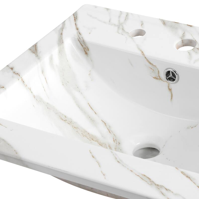 Aubert 3-Hole Classic Contemporary Rectangular Ceramic Single Sink Basin Vanity Top, by JONATHAN Y