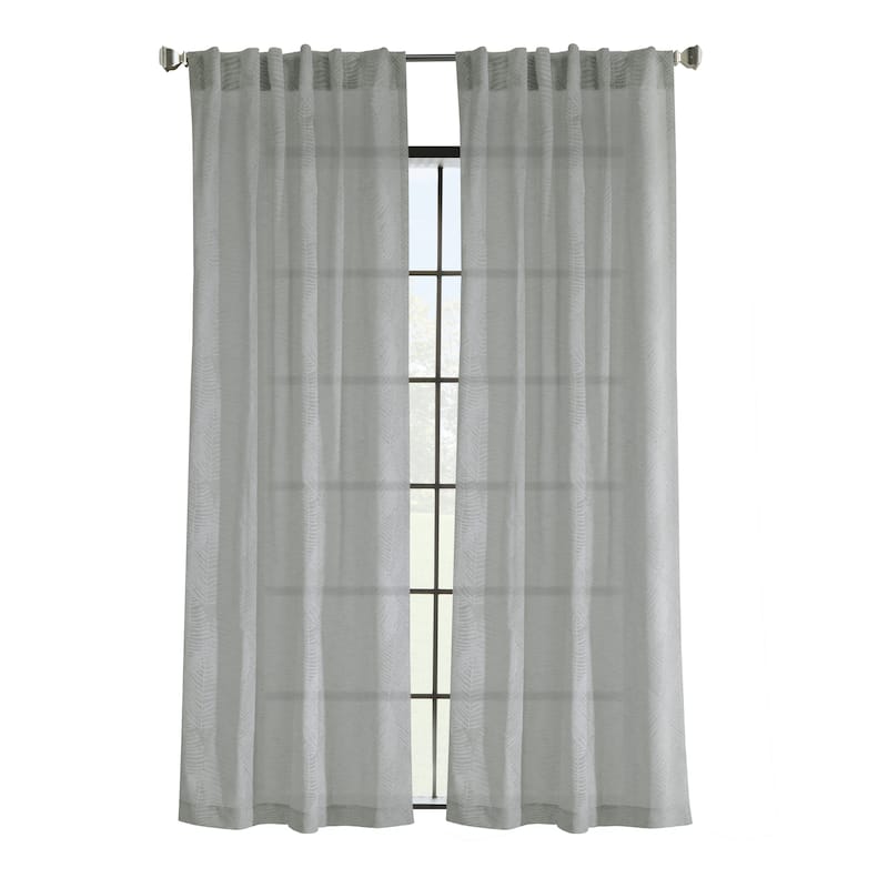 Trenton Faux Linen Dual Header Printed Curtain Panel by Habitat - 52" x 84" - Grey