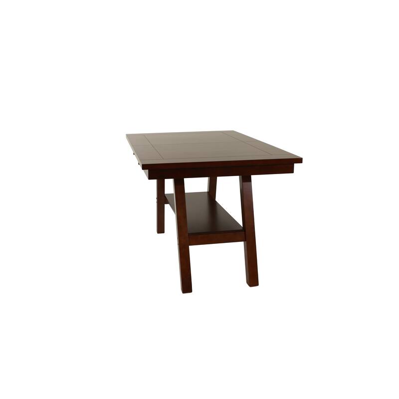 Dining Table Rectangle Dining Table w Shelve 1pc Counter Height Table Only Rubber wood Dark Walnut Finish Dining Room Fu