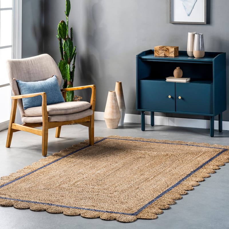Nuloom Tera Petals Braided Jute Area Rug - 7'6" x 9'6" - Blue