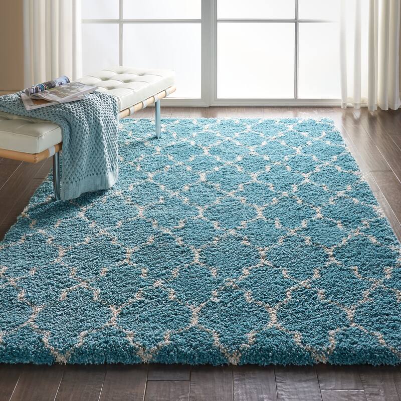 Nourison Amore Shag Area Rug - Aqua - 3' 11" x 5' 11" - Rectangle