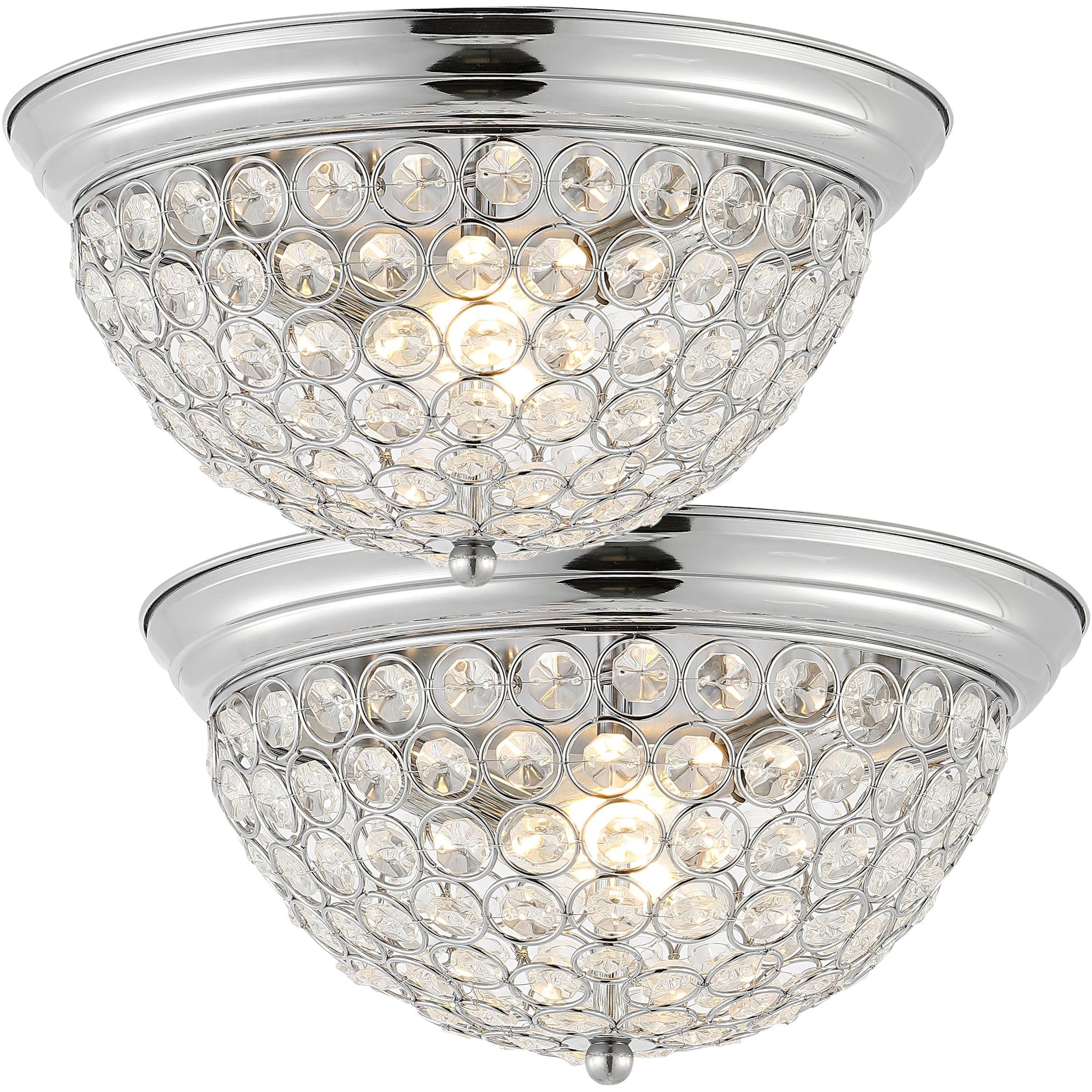 JONATHAN Y Hudson 12" 1-Light Traditional Transitional Iron LED Flush Mount, Chrome/Clear