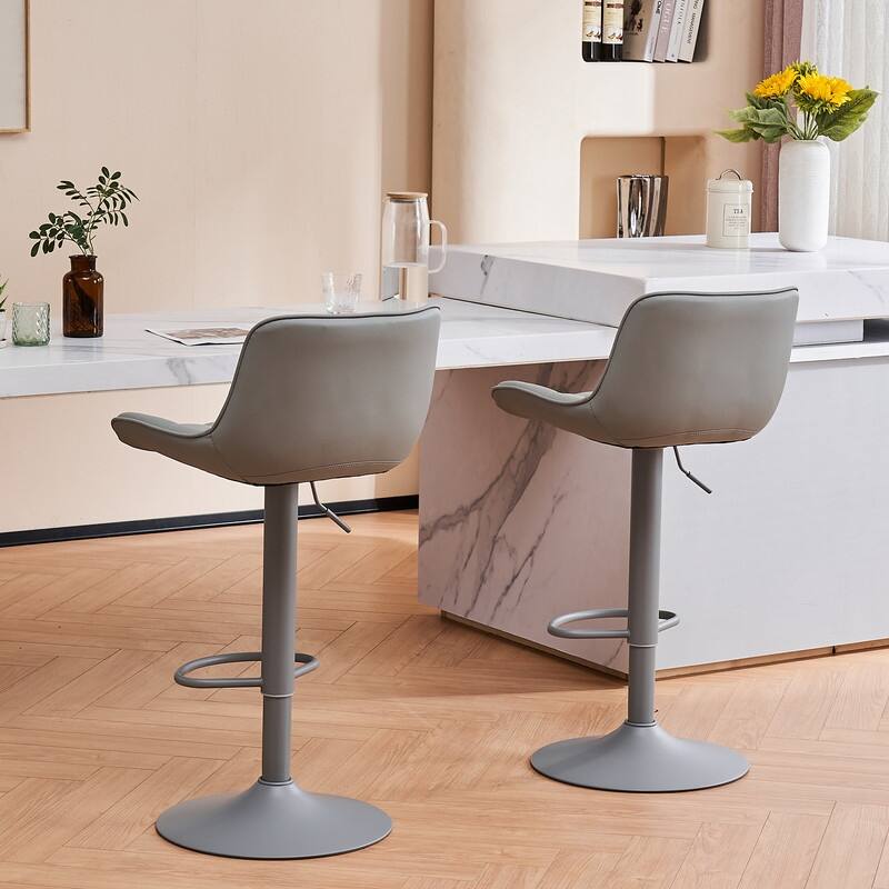 Adjustable Height Bar Stools Set of 2, Faux Leather Barstools for Kitchen Island Counter