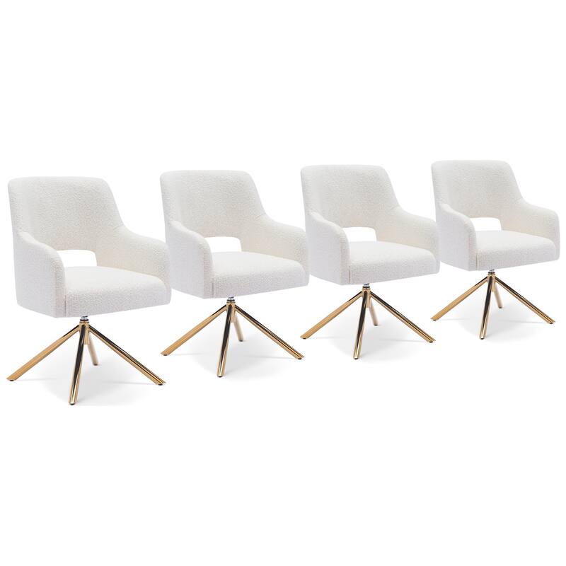 Boucle Polyester Upholstered Swivel Accent Chair - Stain Resistant (Set of 4)