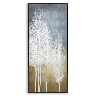 Stupell Tall Tree Line Bare White Trees over Abstract Pattern Framed Wall Art