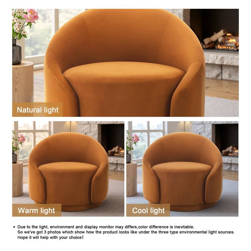 Modern Upholstered Swivel Barrel Chair Accent Lounge Chair