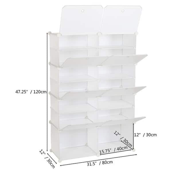 dimension image slide 4 of 6, Portable Shoe Rack Organizer 66-72 Pair Tower Shelf Storage Cabinet
