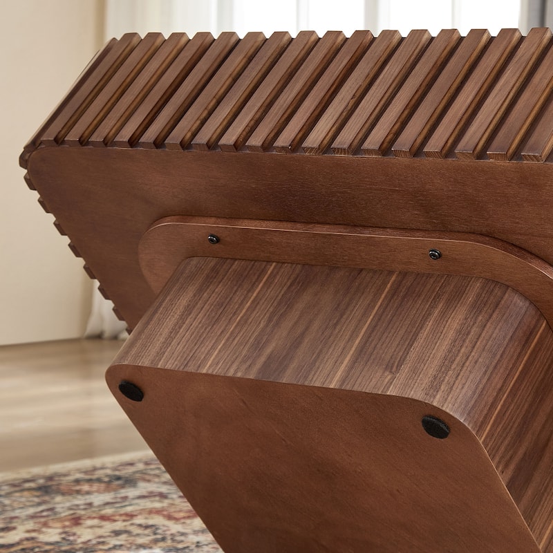 Modern Handcraft Square Coffee Table with Fluted Design