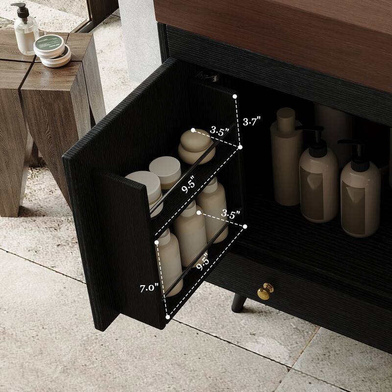 Free-standing Bathroom Vanity with Faux Marble Top & Ceramic Sink, 30" Double Door Storage Cabinet, Waterproof Engineered Wood