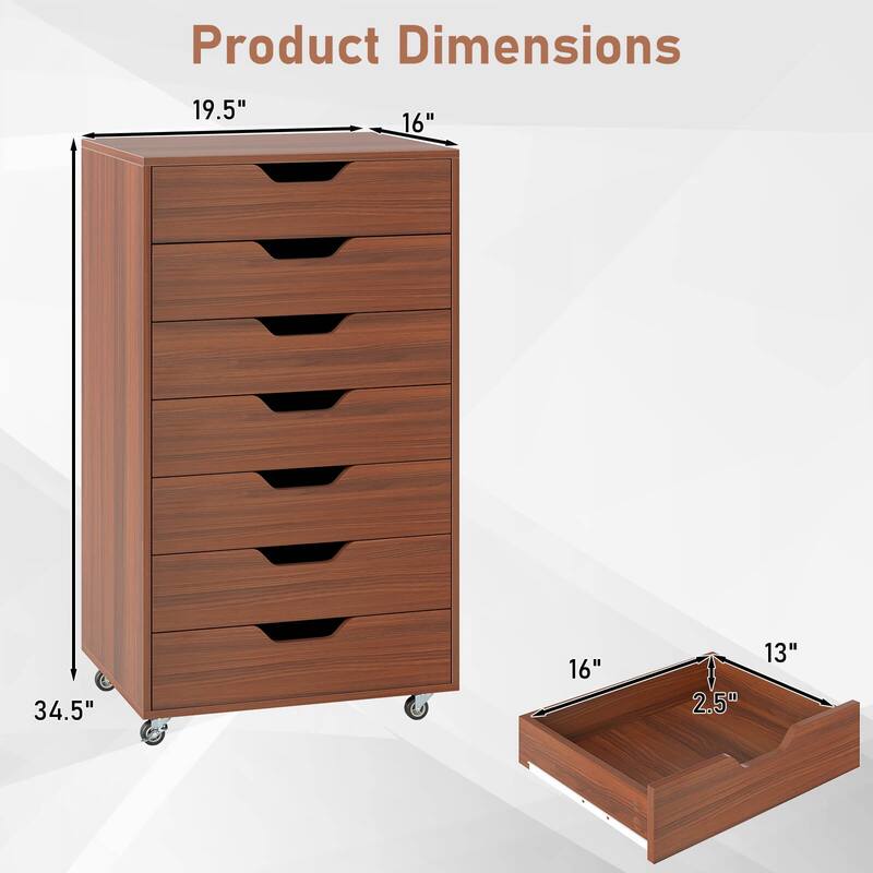 Costway 7-Drawer Chest Mobile File Cabinet Vertical Filing Organizer - See Details