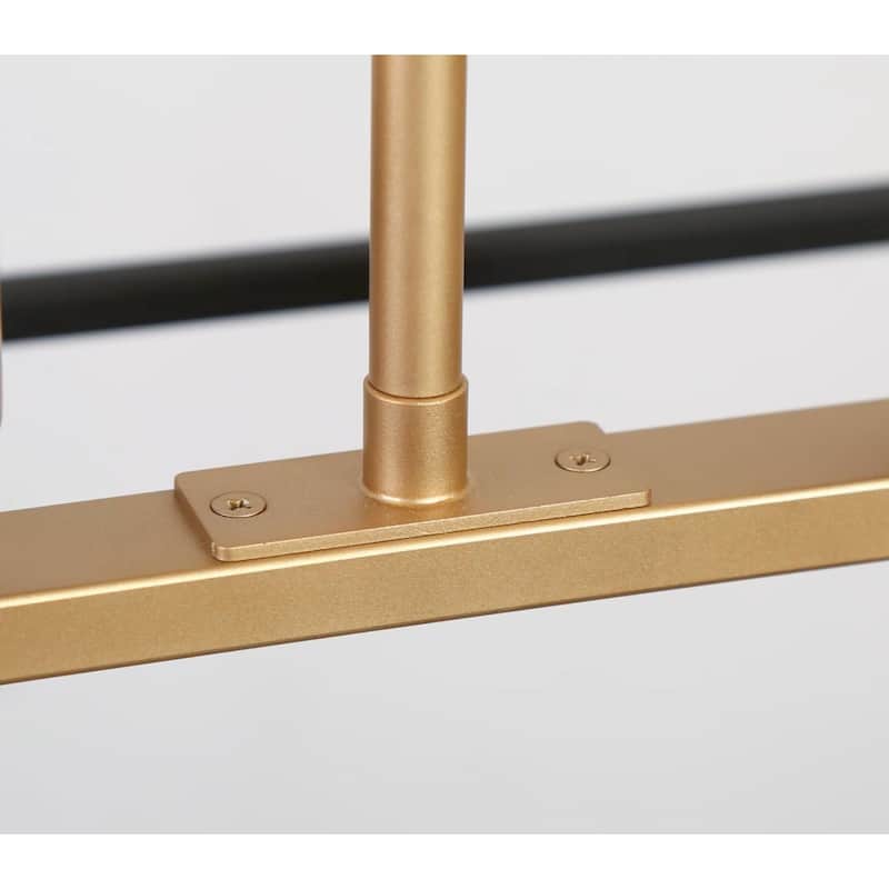 Modern Farmhouse 8-Light Geometric Chandelier Black Gold Kitchen Island Light - W 55.1" x D 14.5" x H 12.7"