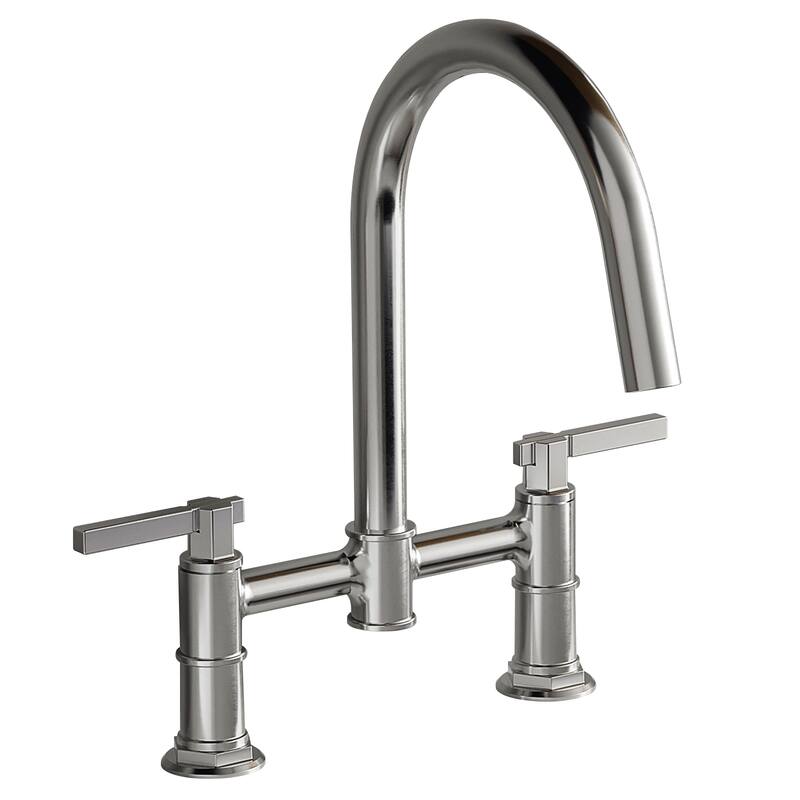 WIZ 2 Holes Deck Mount Bridge Kitchen Faucet With 360 Swivel Spout - Chrome/Clear