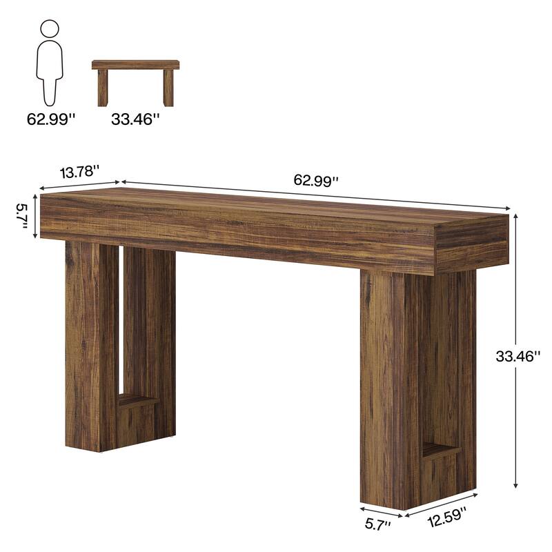 63-inch Wood Narrow Console Sofa Hallway Accent Table for Entryway