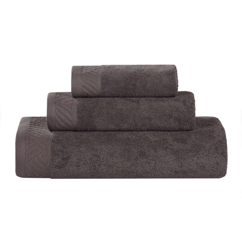 Superior Basketweave Egyptian Cotton Solid 3 Piece Assorted Towel Set