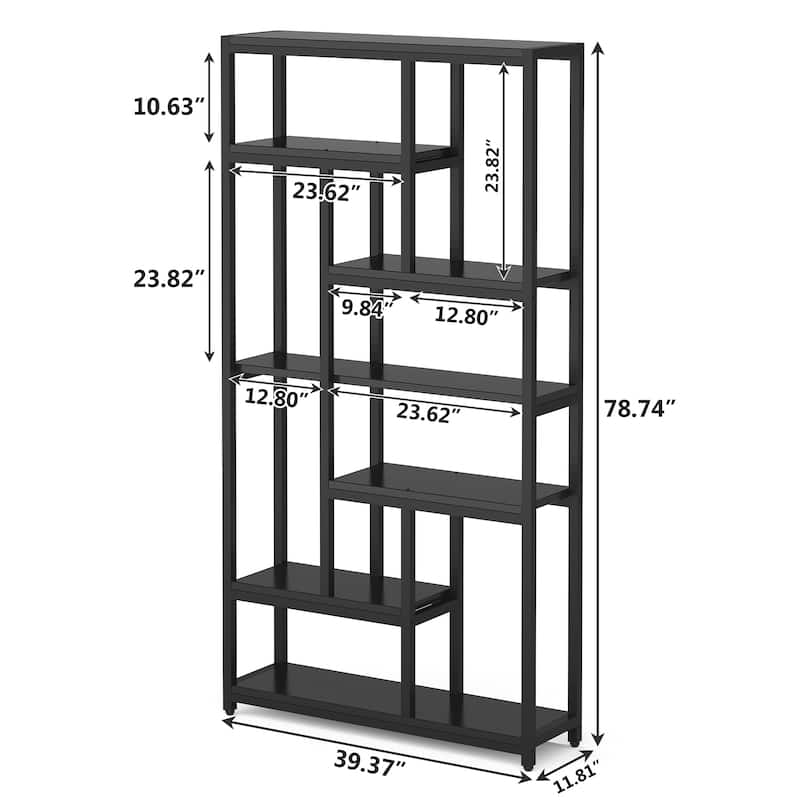 6-Tier Etagere Bookcase, Industrial Geometric Bookshelf