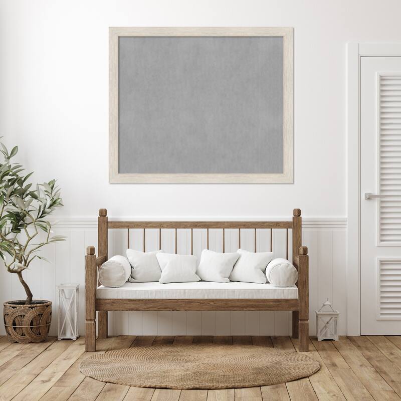 Amanti Art Hardwood White Wash Framed Magnetic Board