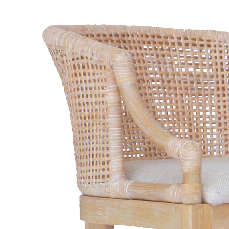 Martha Stewart Playa Handcrafted Rattan & Wood Counter Stool 25" H