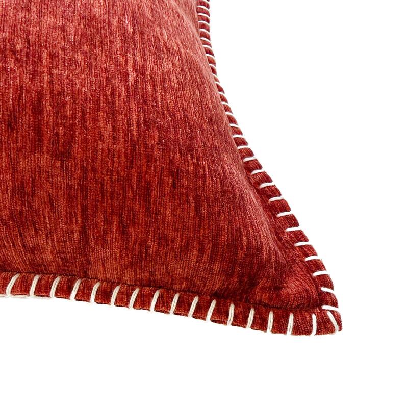 Textured Throw Pillow with Stitched Contrast Edge Set of 2