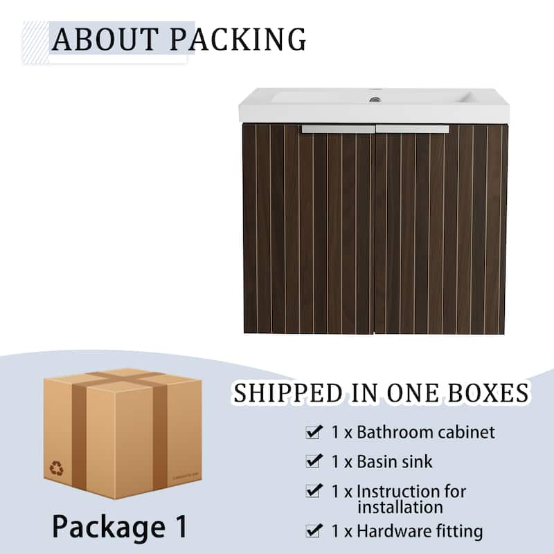 BNK 24"/30"/36" Single Sink Bathroom Vanity with Soft Close Door, Modern Floating Vanity