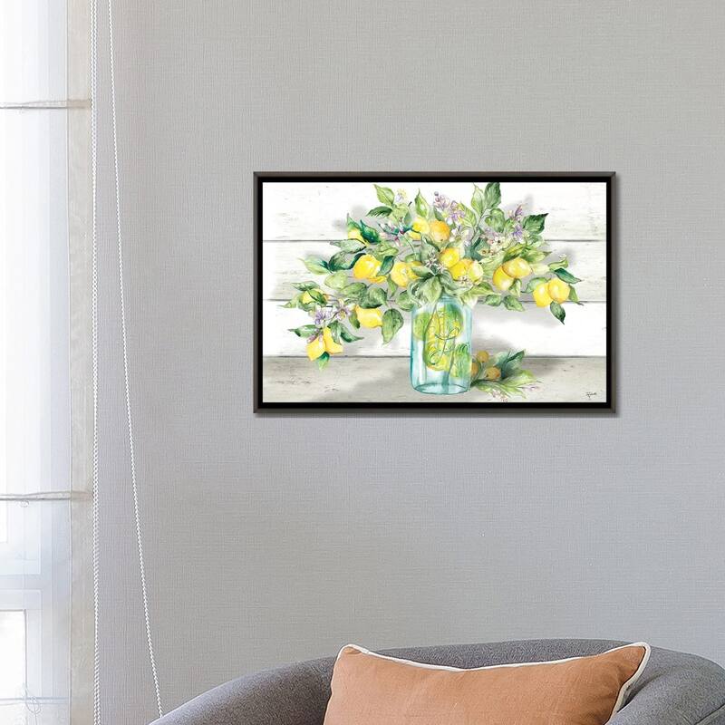 iCanvas "Watercolor Lemons in Mason Jar Landscape" by Tre Sorelle Studios Framed