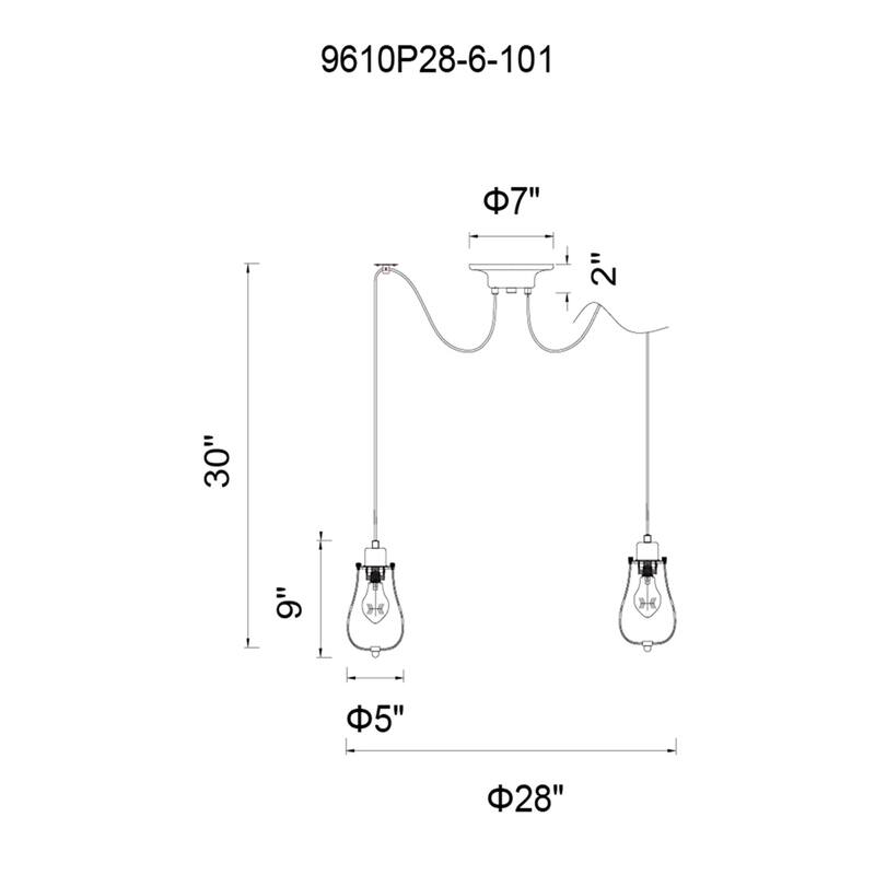 Tomaso 6 Light Multi Light Pendant With Black Finish