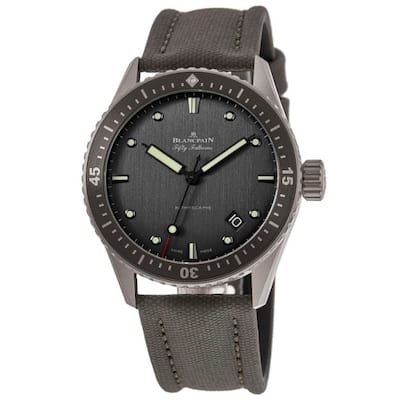 Blancpain Fifty Fathoms Bathyscaphe SS Men's Watch - Grey Band, Grey Face