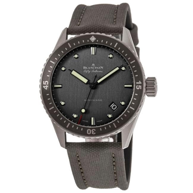 Blancpain Fifty Fathoms Bathyscaphe SS Men's Watch - Grey Band, Grey Face
