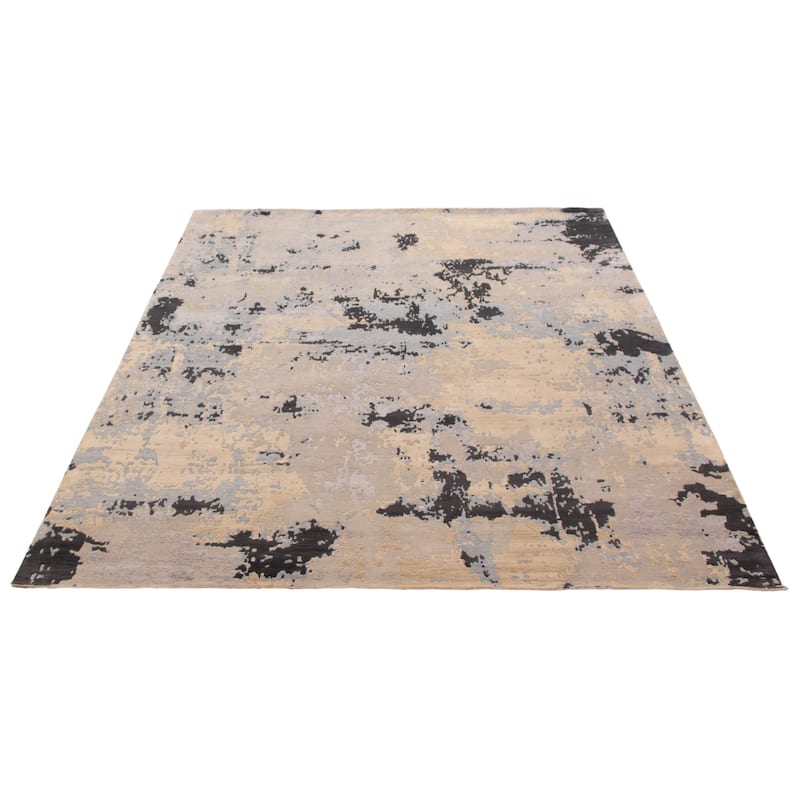 ECARPETGALLERY Hand-knotted Alma Light Grey Silk, Wool Rug - 7'10 x 9'9