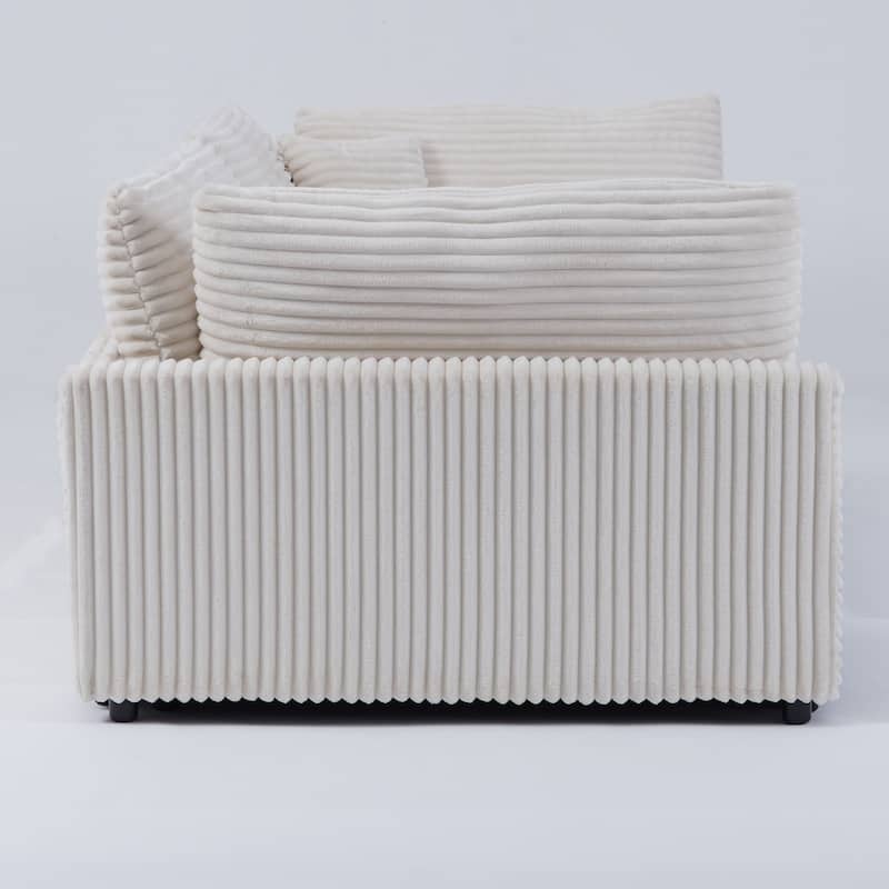 The 112-Inch Corduroy Sofa,With Two Throw Pillows And Four Backrests