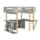 preview thumbnail 16 of 17, Stylish & Simple Full Size Wood Loft Bed With Built-in Storage Cabinet and Cubes, Foldable desk, Sturdy Construction, Grey