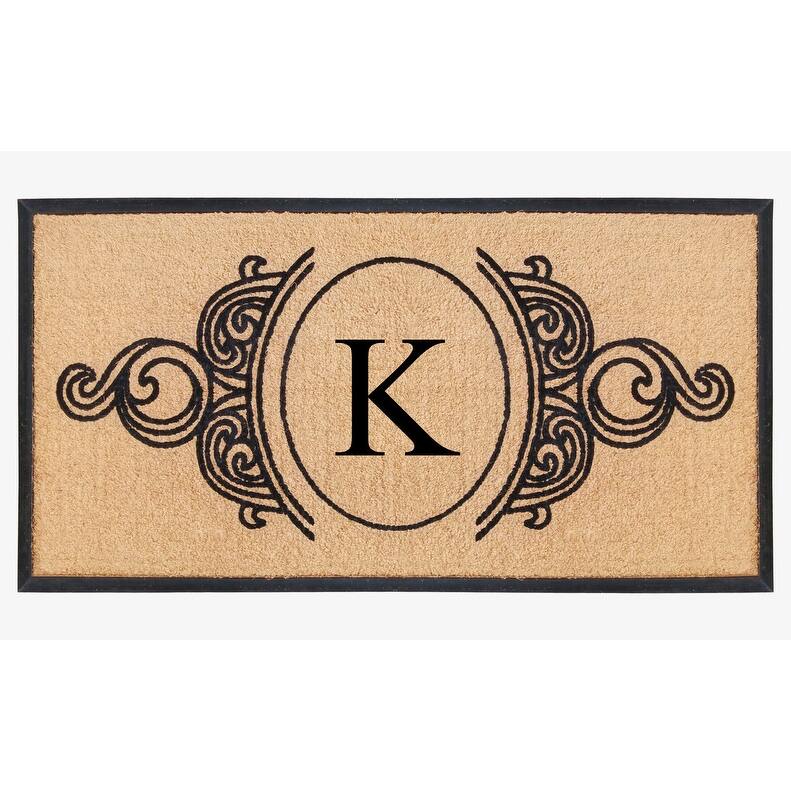 A1HC Natural Coir & Rubber Hand Flocked Large Monogrammed Doormat 30X60 Inch - K