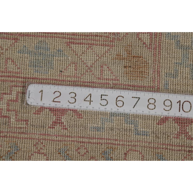 Hand Knotted Oriental 100% Wool Carpet Transitional All-Over Beige & Ivories Oushak Area Rug - 9' 9'' X 8' 1''