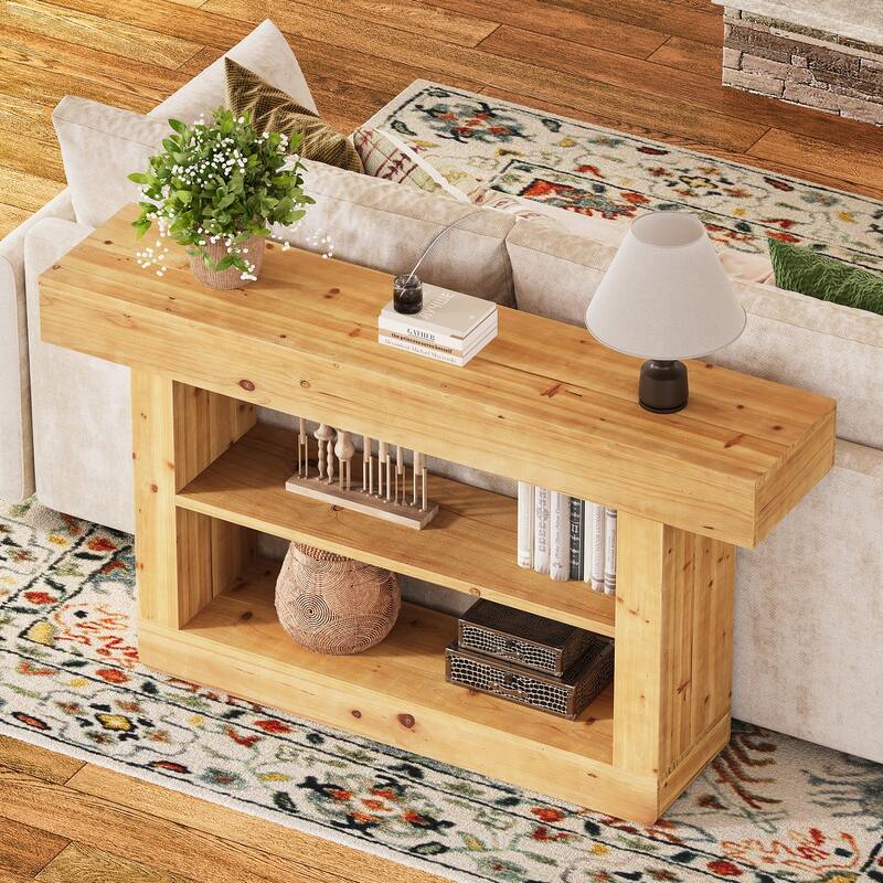 63-Inch Solid Wood Console Table for Entryway