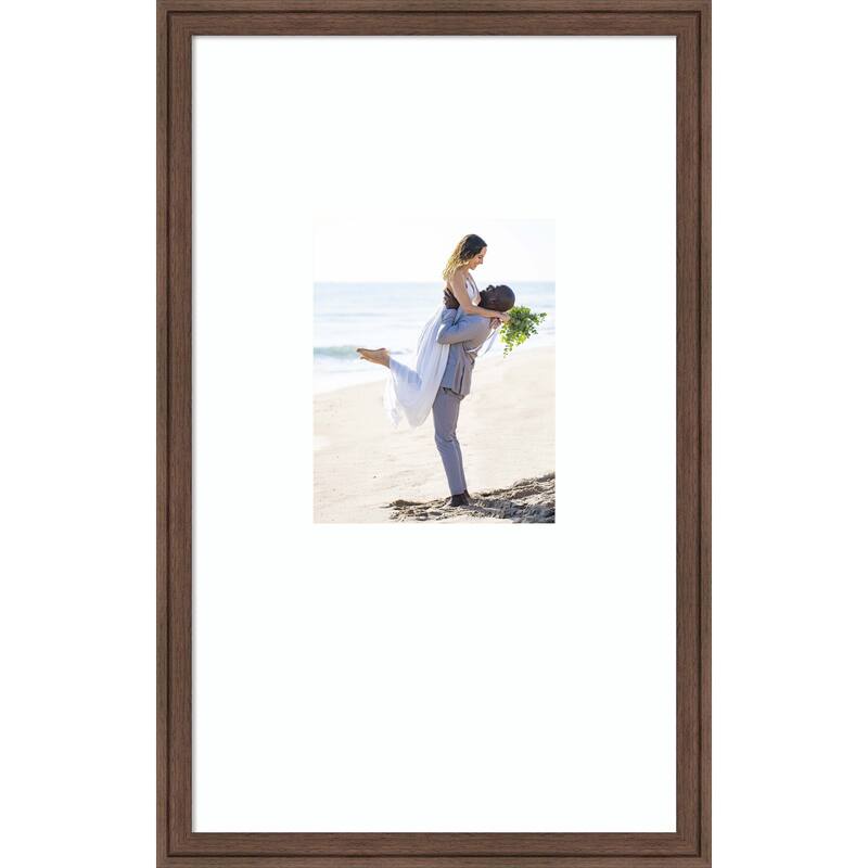 Florence Gold Framed Picture Frame, Photo Frame - 16x26 Matted White 8x10 - Florence Medium Brown