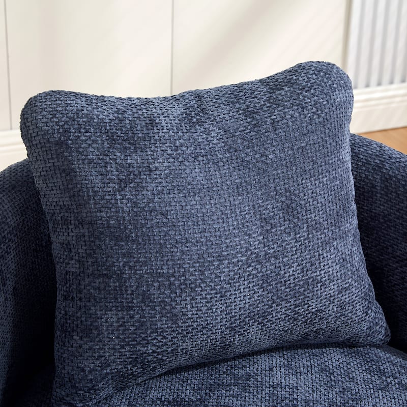 30"W Modern Round 360°Swivel Barrel Accent Chair with Pillow, Chenille Upholstered Comfy Barrel Armchair, Single Sofa Chair
