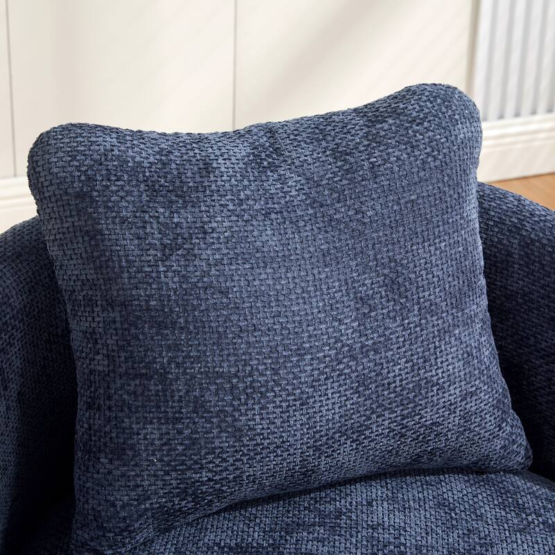 30"W Modern Swivel Barrel Chair with Pillow, Chenille Upholstered Accent Armchair Single Club Sofa Chair