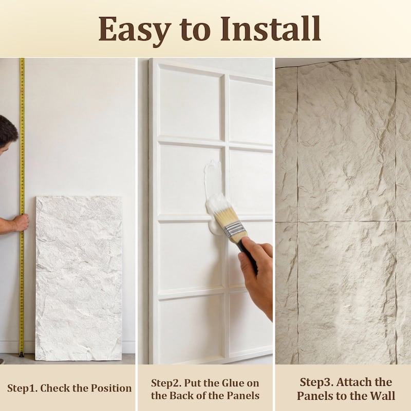 4Pcs 48"x24" 3D Faux Stone Wall Panels Imitation Decorative Wall Tiles for Interior Wall Decor