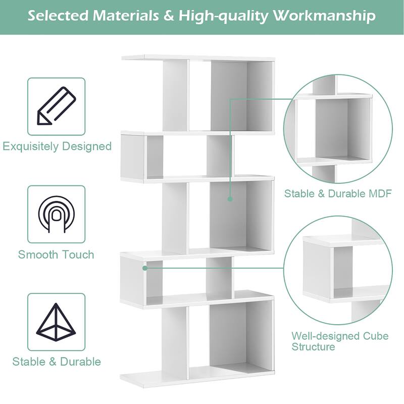 Gymax 5 Cubes Ladder Shelf Freestanding Corner Bookshelf Display Rack