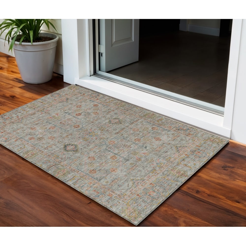 HomeRoots Floral Traditional Rectangle Outdoor Rug