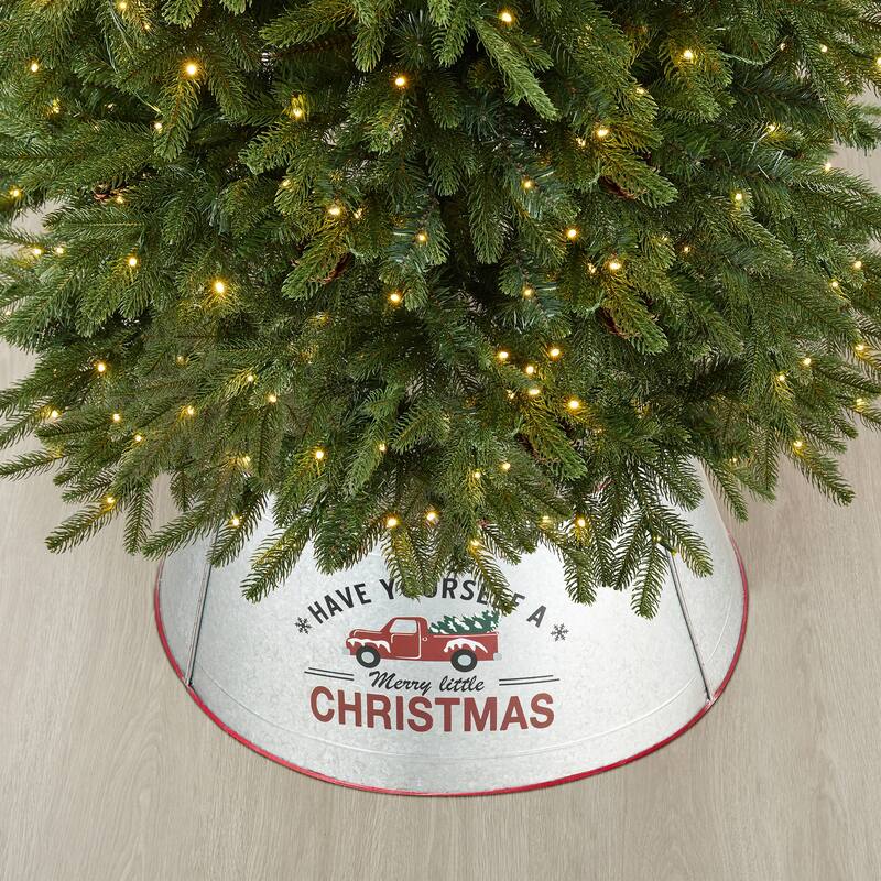 Glitzhome 40.5"D Galvanized Metal Christmas Truck Tree Collars
