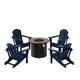 (4) Laguna Folding Adirondack Chairs with Fire Pit Table Set - Navy Blue