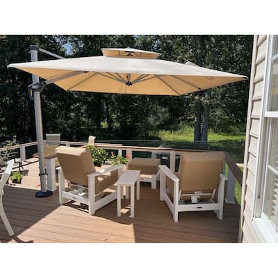 PURPLE LEAF 9ft Square Patio Umbrella Cantilever Umbrella with Base Included